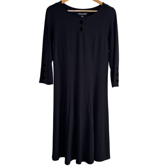Soft Surroundings Black Dress Medium Eyelet Diamond Long Sleeve Modest Event - Picture 1 of 9